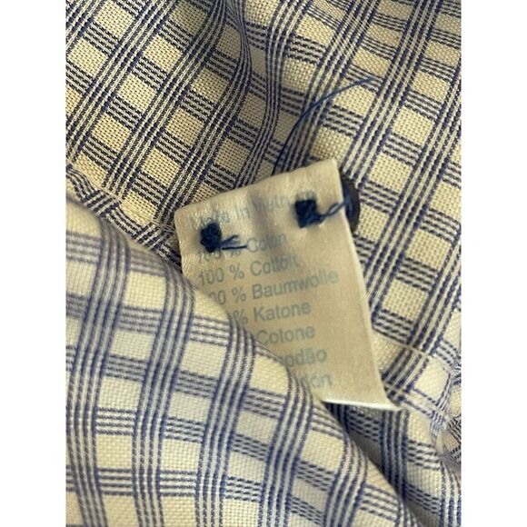 Twillory Tailored Fit 17 34/35 Non Iron Safe Cotton Blue/White Check Button Down - Picture 8 of 8